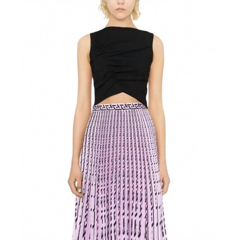 NEW VERSACE gathered sleeveless top in black